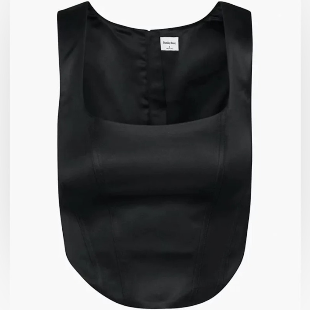 Sunday Best Black Satin Scoop-Neck Tank